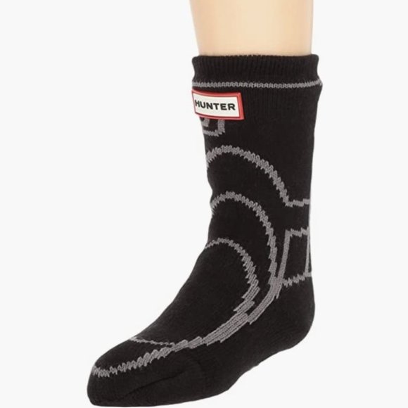 Hunter Kids Unisex Boot Slipper Socks Black Grey ( XS )